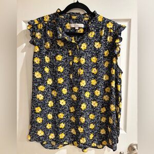 Loft, size xl, blue and yellow sleeveless shirt